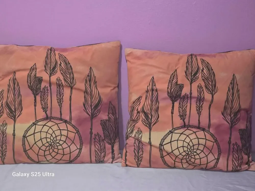 Dreamcatcher and Feather Print Throw Pillows - Set of 2